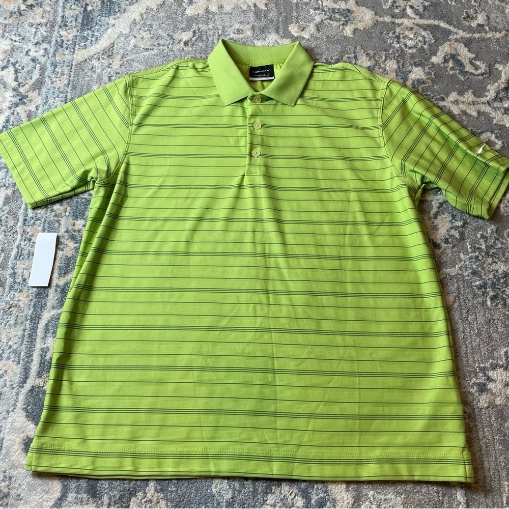 Nike Golf Youth Green Striped Polo Shirt